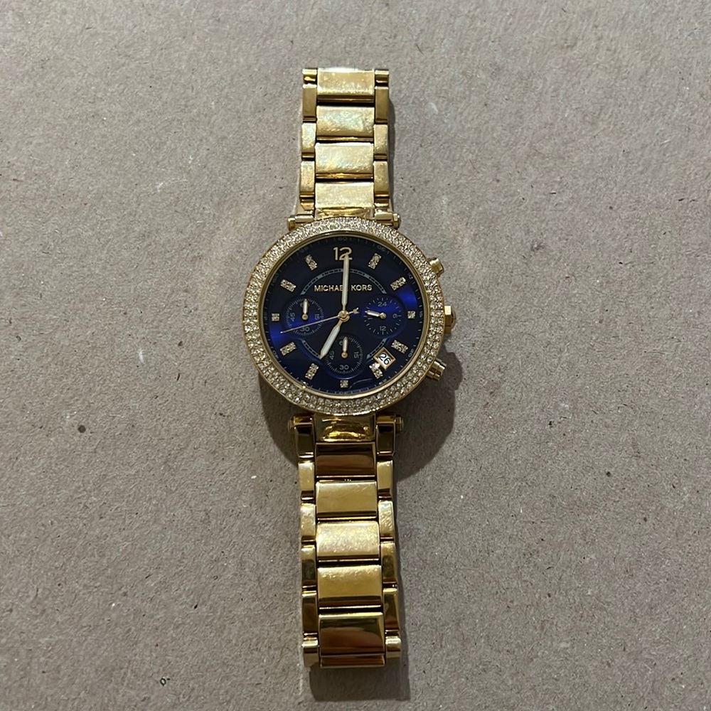 Michael Kors MK6262 Gold Parker Chronograph Blue DIAL Womens Watch